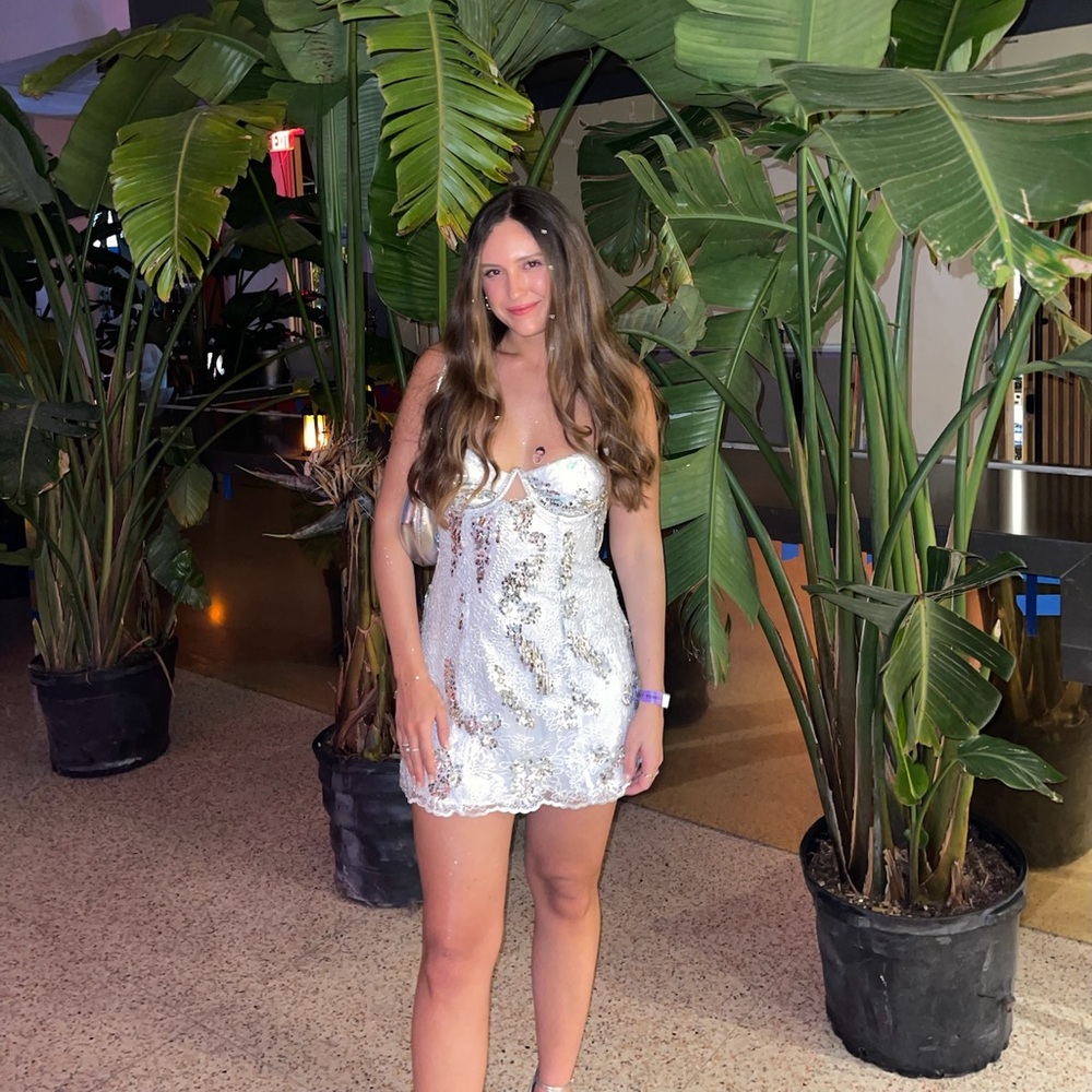 For love and lemons white & sequin dress